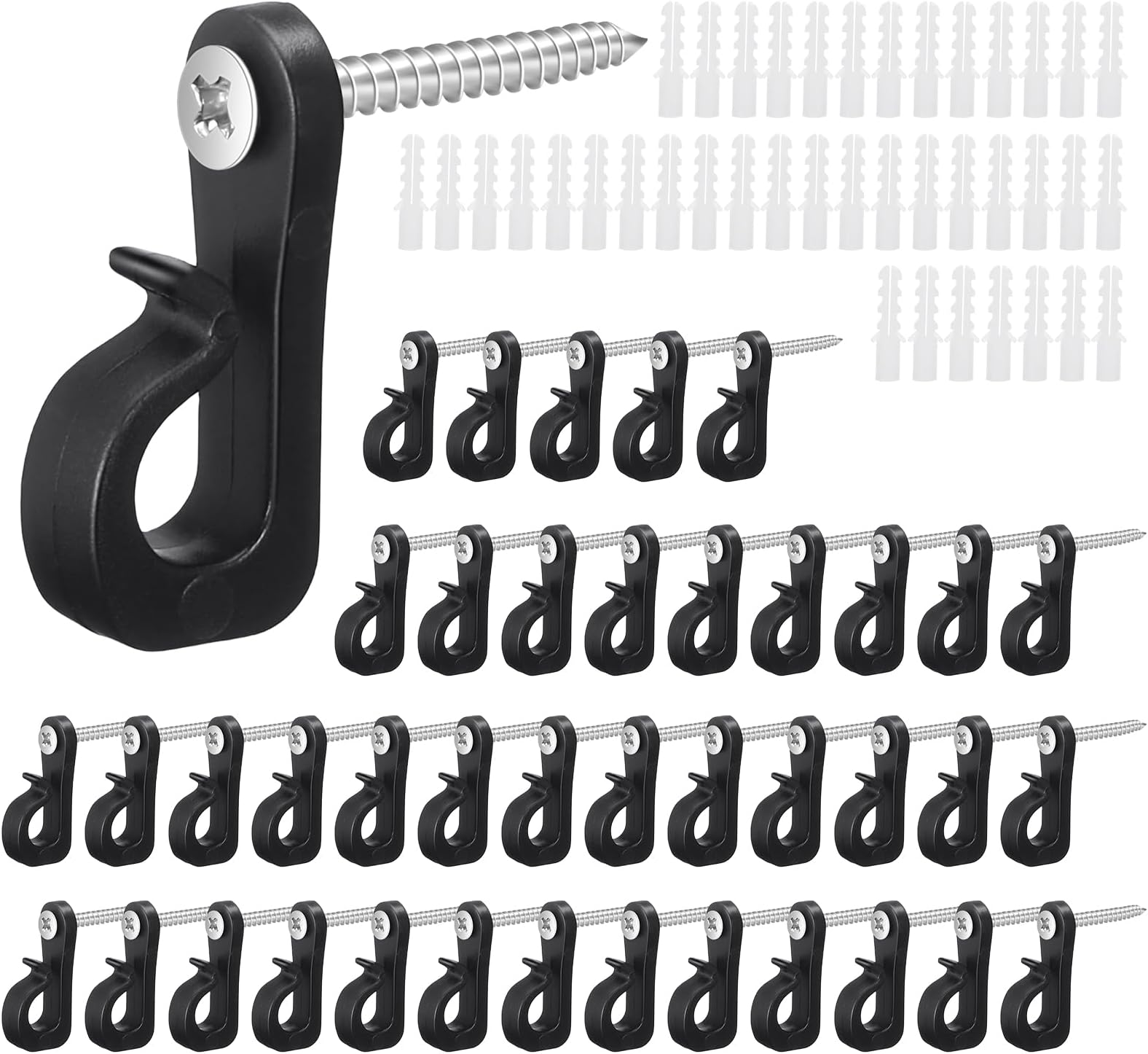 40 Pack Q-Hanger Screw in Hooks with Safety Buckle for Light Wire Hanging String Lights Plants Wind Chimes