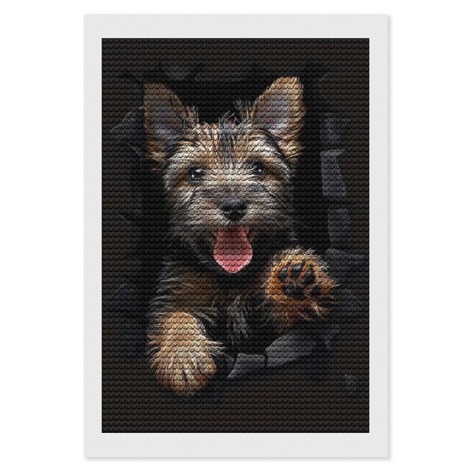 Junmoney Scottish Terrier Full Drill Diamond Painting Kit 8"x12", for Teens, Adhesive Canvas, Bedroom Decor, Holiday Gift Idea