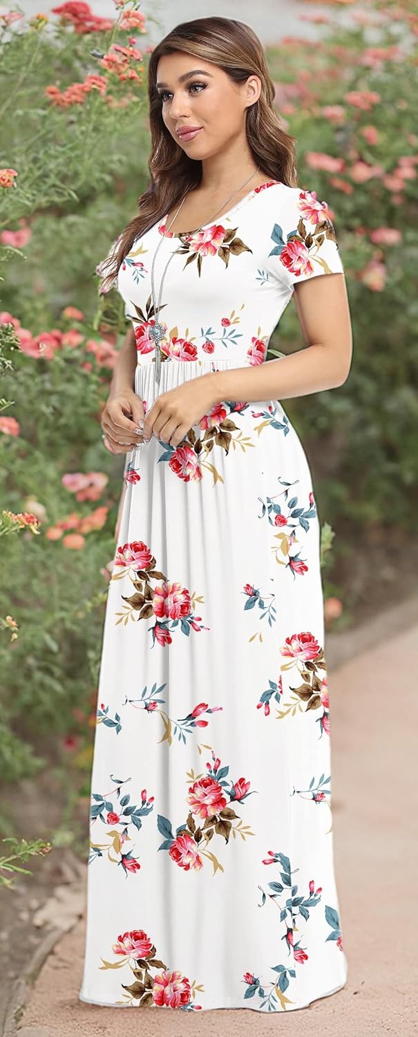 VIISHOW Women's Short Sleeve Loose Plain Maxi Dresses Casual Long Dresses with Pockets - Image 5