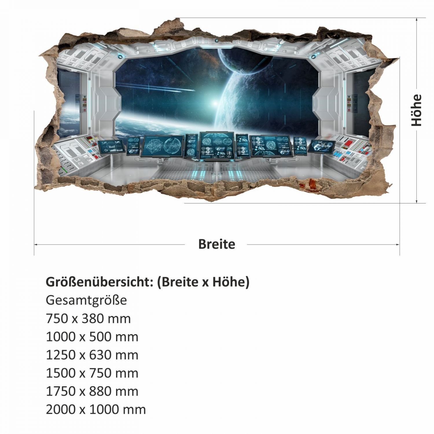 nikima 069 - Adesivo da parete per cameretta dei bambini, motivo: nave spaziale, in 6 misure, colore: bianco