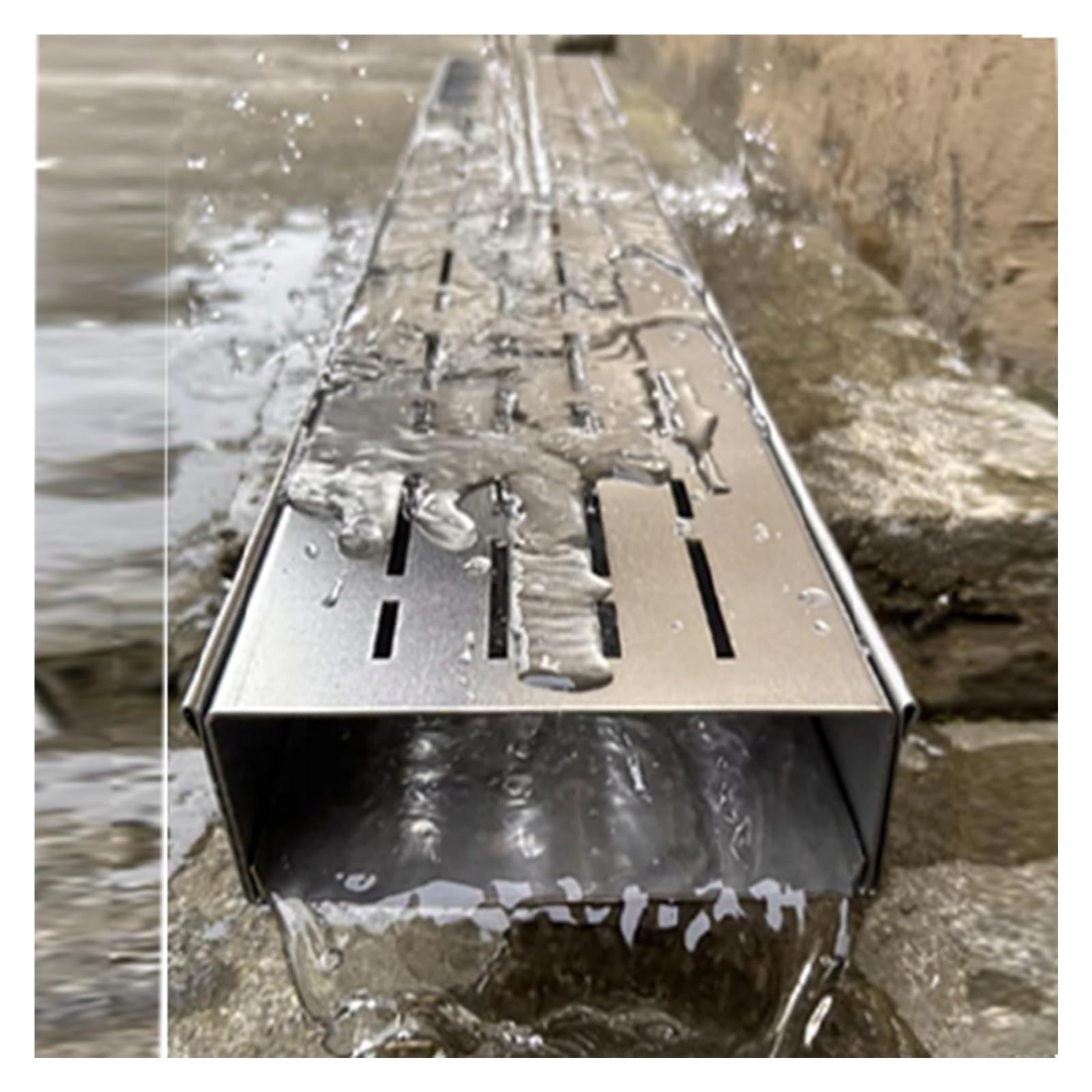 Canal Drenaje para terraza Piscina, Kit de Drenaje de Canal Acero Inoxidable, Paquete 2 Cubiertas canaleta para jardín, acera y estacionamiento(100 * 15 * 4cm)