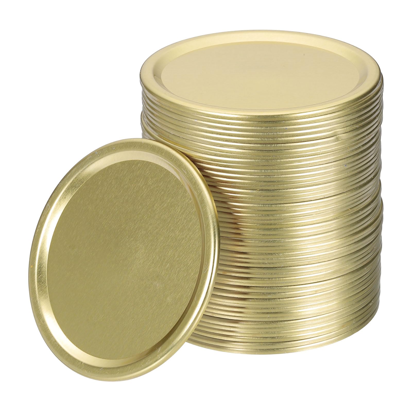 sourcing map 48pcs Mason Jar Lids 86mm Tinplate Split-Type Leak-proof Metal Canning Jar Lids for Storage Bottle Home Canning and Food Storage, Gold