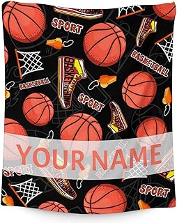 Custom Basketball Blankets with Name - Soft Warm Blanket Throw for Girls, Boys - 50