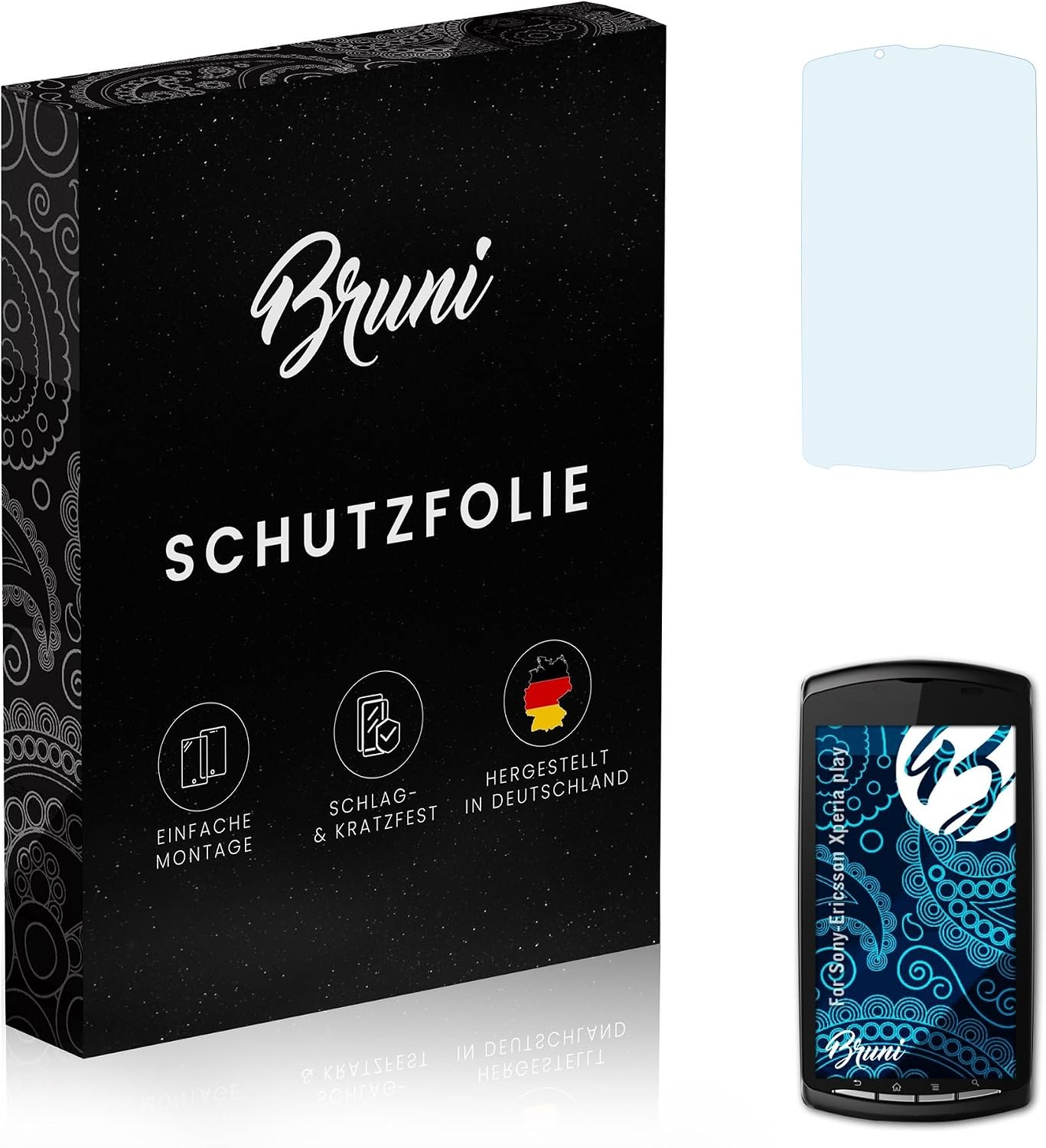 Bruni Screen Protector compatible with Sony-Ericsson Xperia play Protector Film, crystal clear Protective Film (2X)