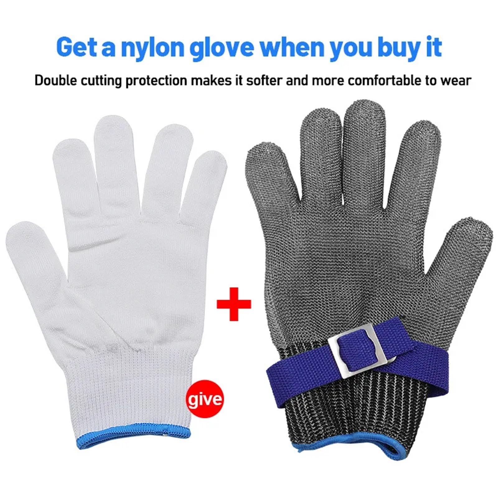 Gants anti-coupures, s de travail anti-coupure (1 pièce) en maille métallique et fil d'acier inoxydable, résistants aux coupures perforations, for la protection viande(Small)