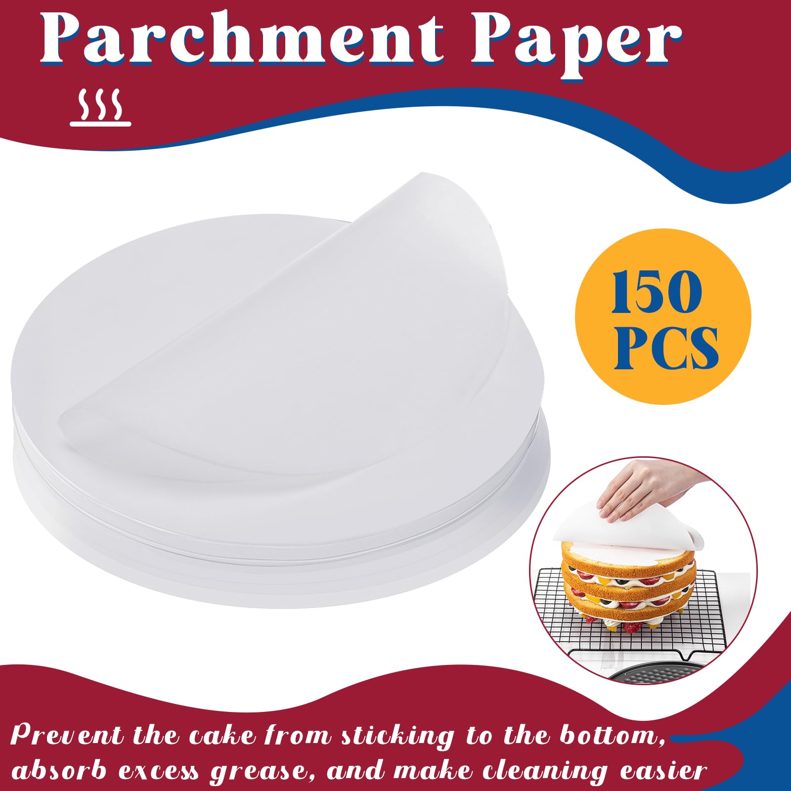 Pickmesh 3 moldes antiadherentes para tarta de queso de 9 pulgadas con parte inferior extraíble con 150 piezas de papel de pergamino para pastel de queso y pizza, color negro