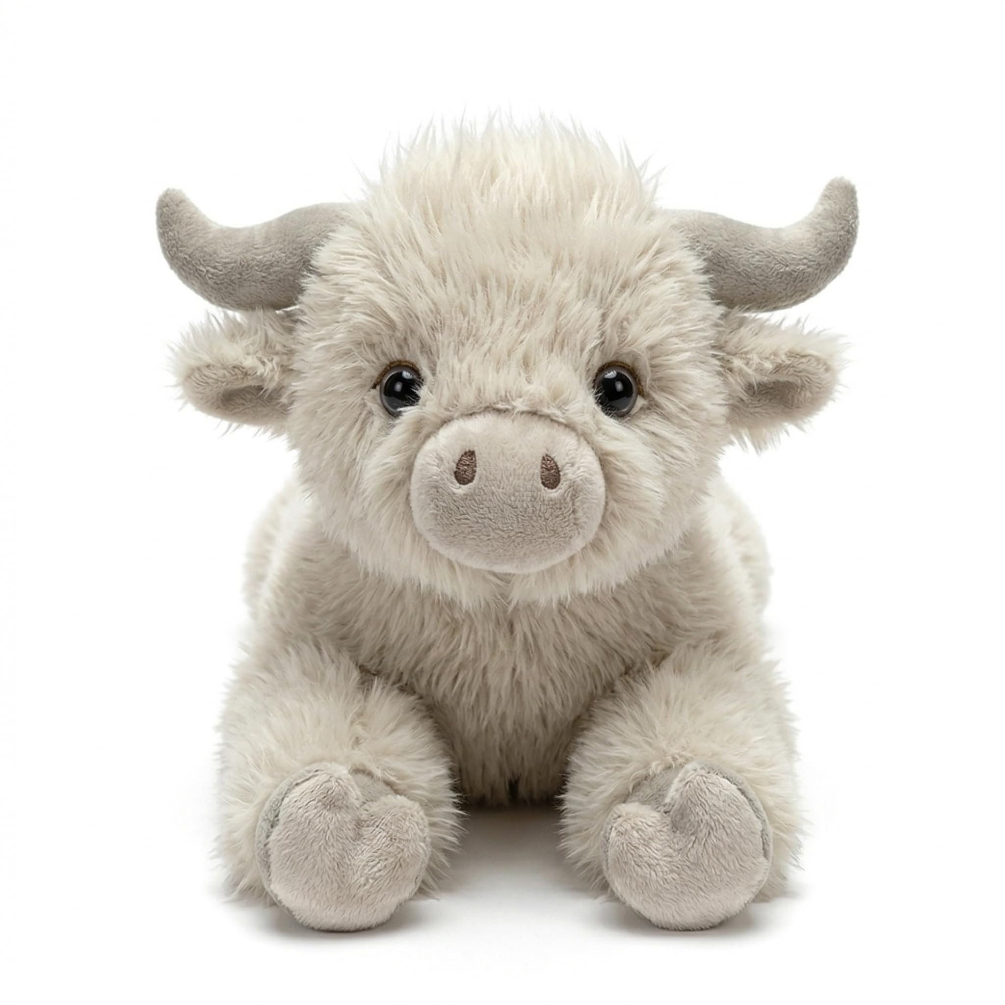 JORCEDI Highland Cow Weighted Plush Highland Cow Stuffed Animal 40cm Soft Fluffy Cow Teddy Stuffed Animal Gift for Birthday Christmas Valentine’s Day Home Décor (40 CM White)