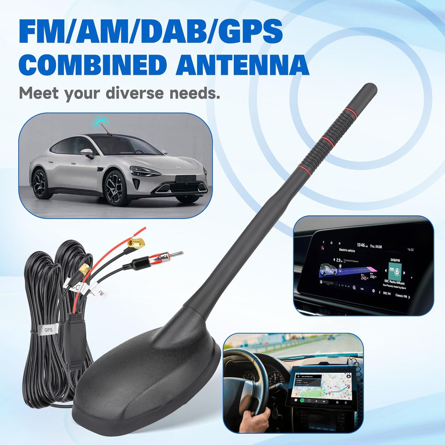 Eightwood DAB+ GPS AM/FM Combined Antenna in a vehicle application.