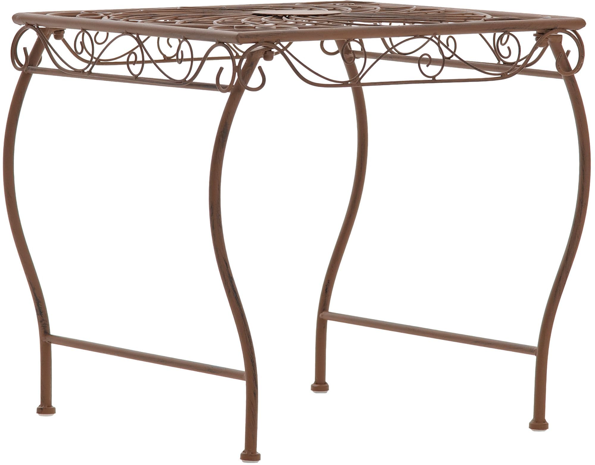 CLP Table de Jardin en Fer Zarina, Style Art Nouveau, Finition Déperlante, Marron Antique