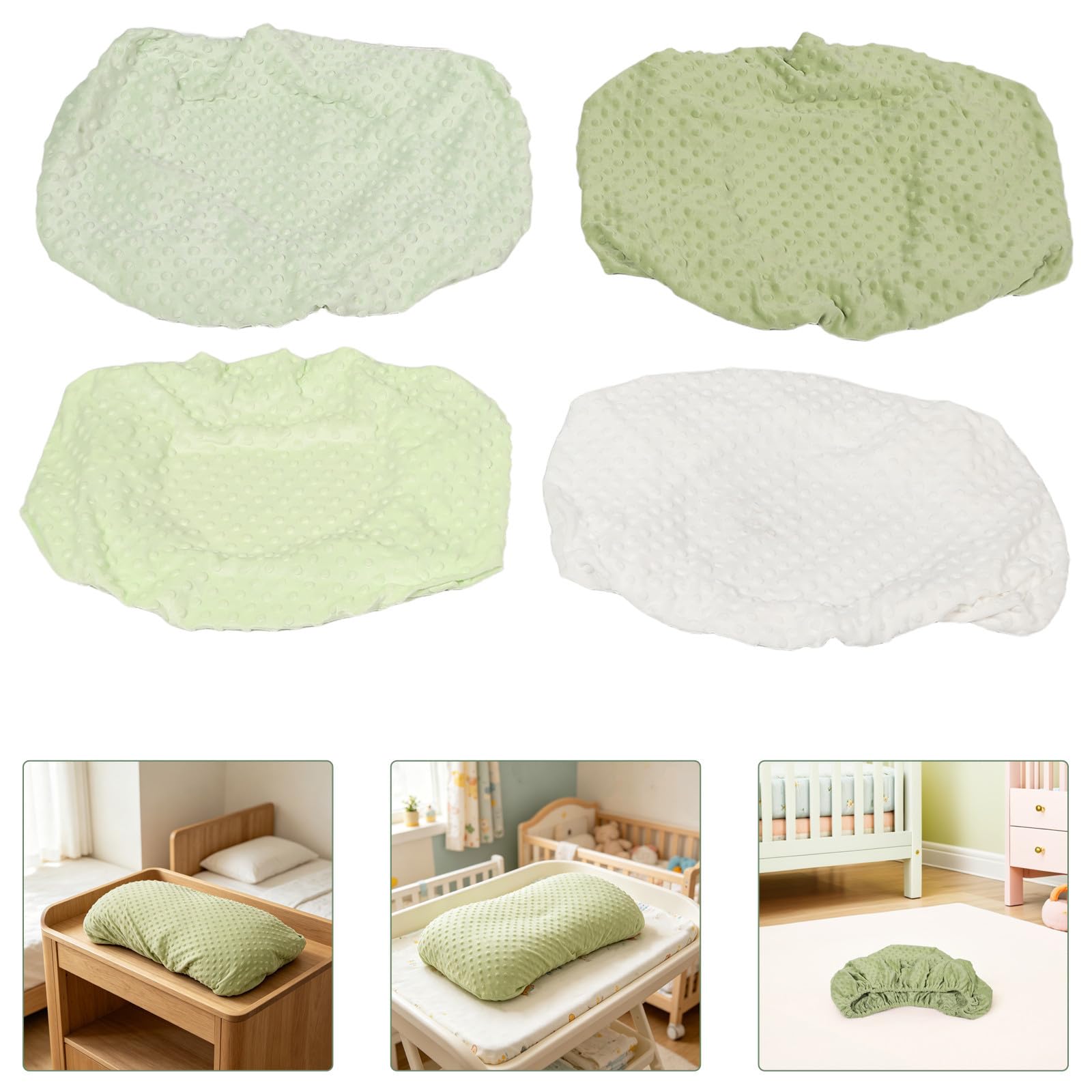 minkissy Funda para Cambiador de Pañales Tamaño Reducido 60x35x0.8 Cm 4 Piezas de Tela de Felpa Suave y Transpirable Adecuado para Espacios Limitados en Apartamentos Pequeños
