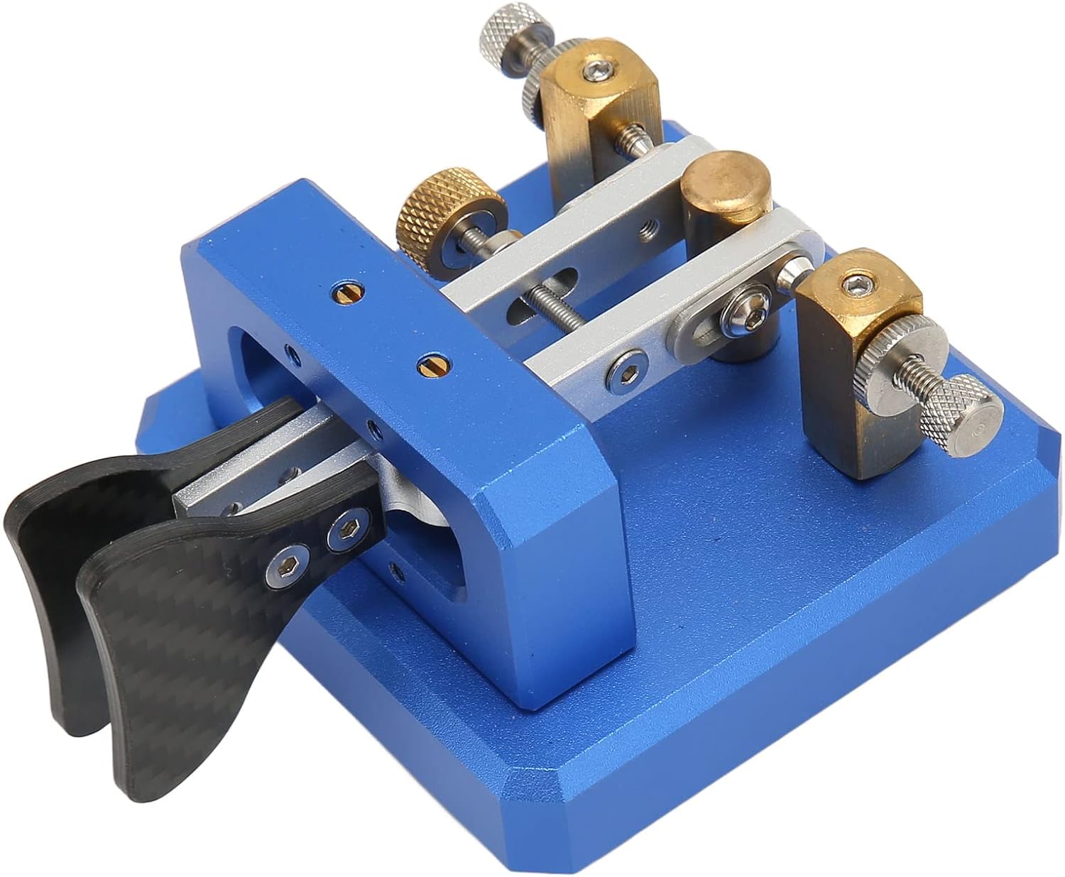 ASHATA Portable Morse Code Key, Mini CW Key Automatic Morse, Shortwave Double Paddle Morse Code Key for Camping Indoor, CW Morse Telegraph Key (Dark Blue)