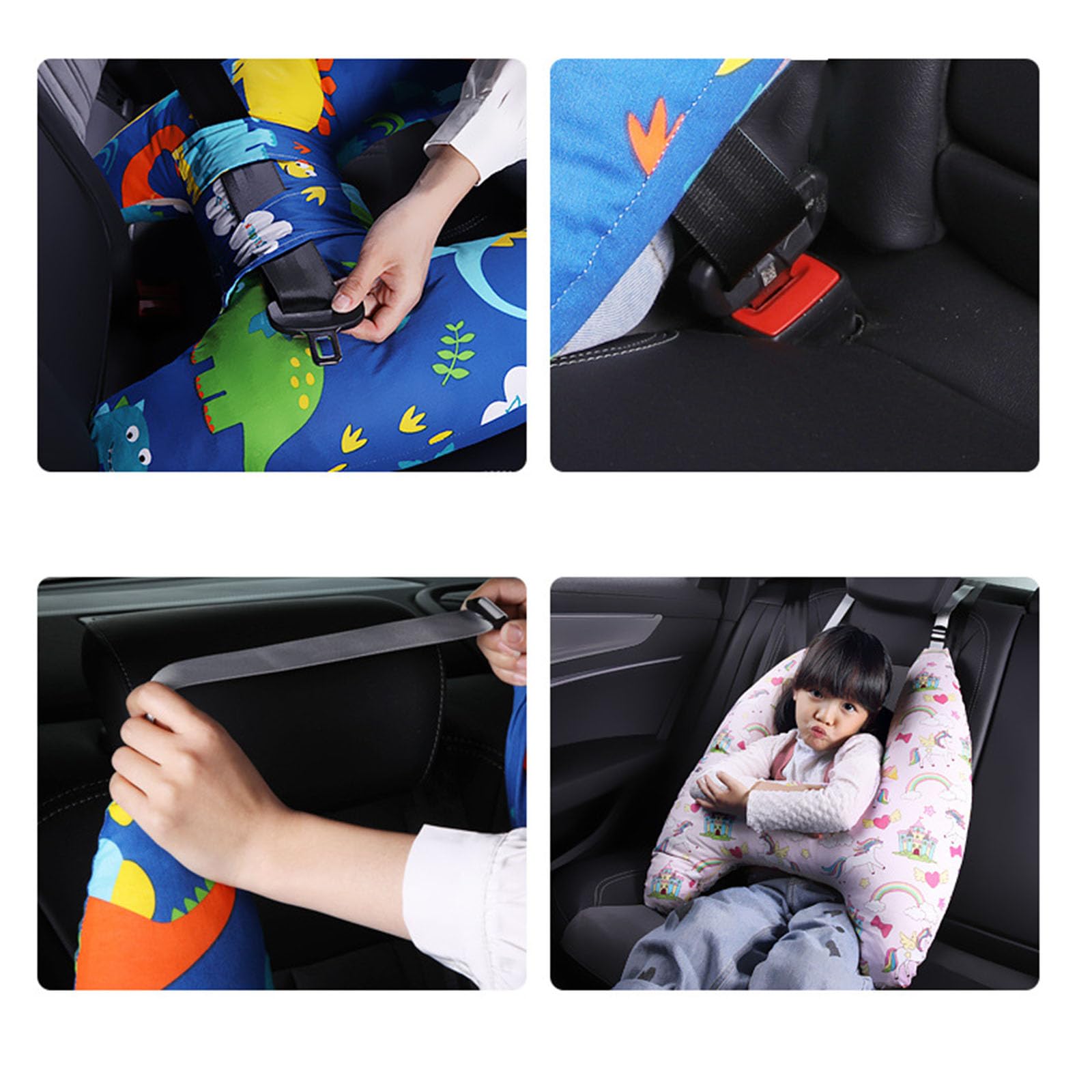 Générique 2 PièCes Coussin Voiture Enfant Lavable Repose Tete Cale Maintien Cale-TêTes pour SièGes Auto Oreiller De Voyage Appuie (Rose Clair)