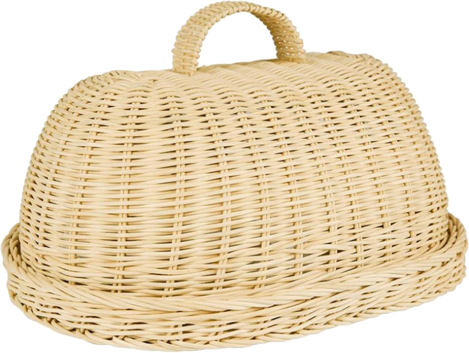 1set Rattan Food Cover Protective Fruit and Food Storage Tray for Bbq Picnics and Outdoor Events Khaki Design of Kitchen Covers