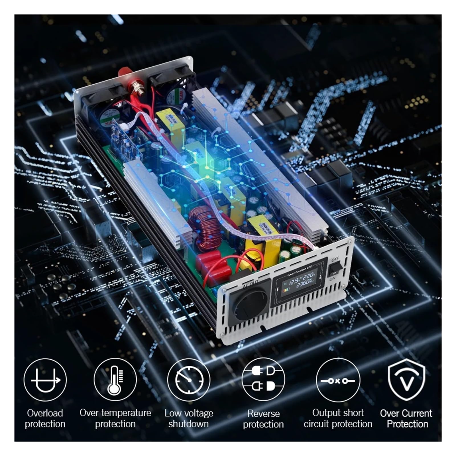 Falownik 12V 24V Czysta Fala Sinusoidalna 5000W Z Kolorowym Wyświetlaczem Konwerter Energii Słonecznej Dla RV I Kempingu Wiele Zabezpieczeń(24V)