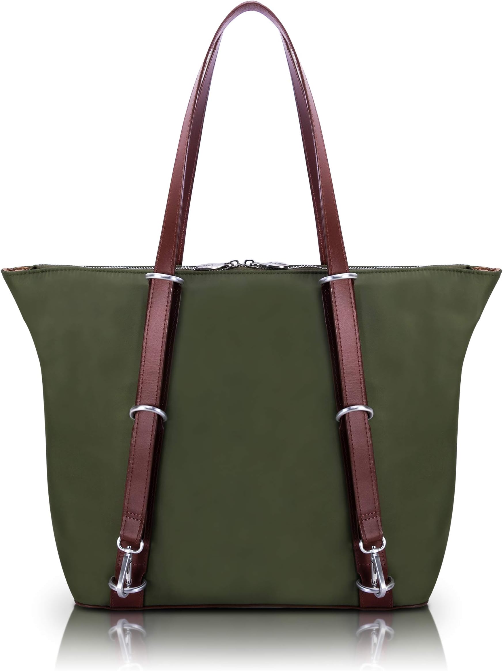 McKleinUSA N Series Dylan Nano Tech-Light Nylon with Leather Trim 3-in-1 Nylon Convertible Backpack Tote Green (18481) One Size