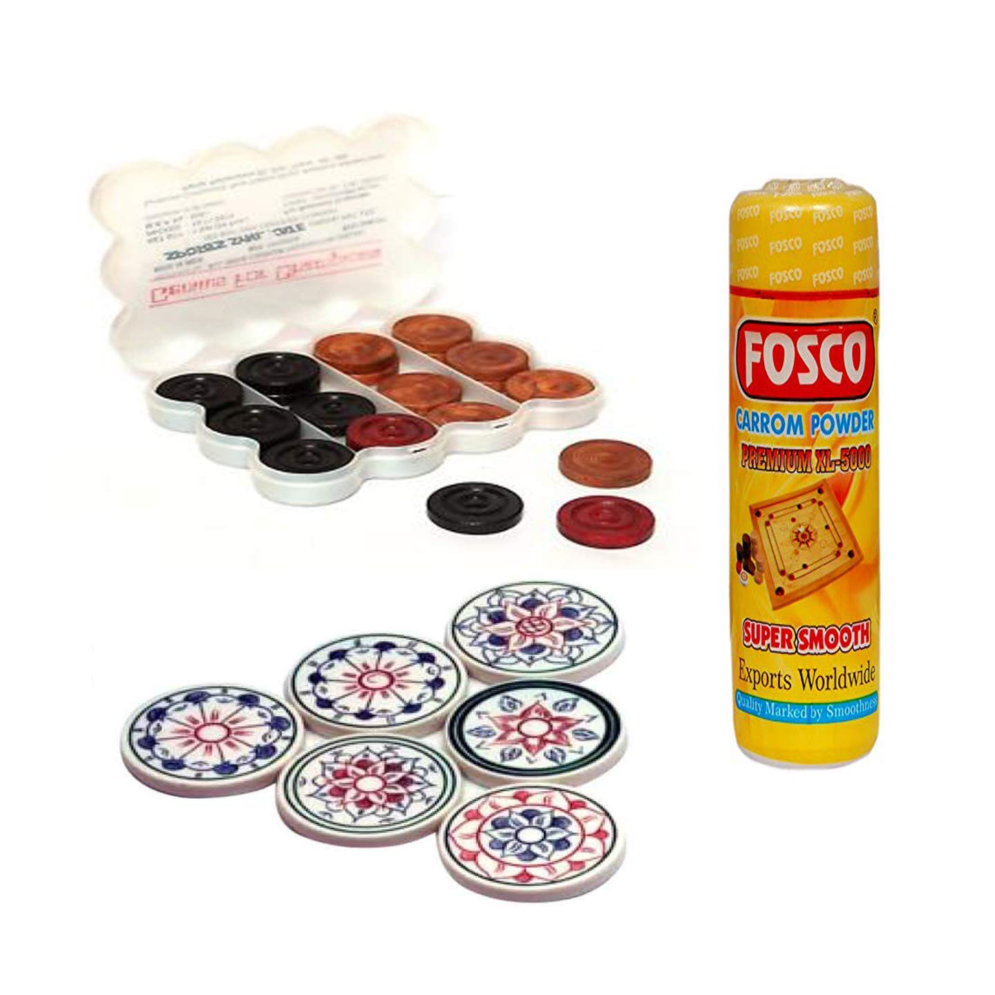Optimus® Premium Carrom Combo L - 250 gm Disco Carrom Powder 1 Set Wooden Carrom-Men Coins & 6 Acrylic Strikers (B07WDSDZPJ) Amazon Price History, Amazon Price Tracker