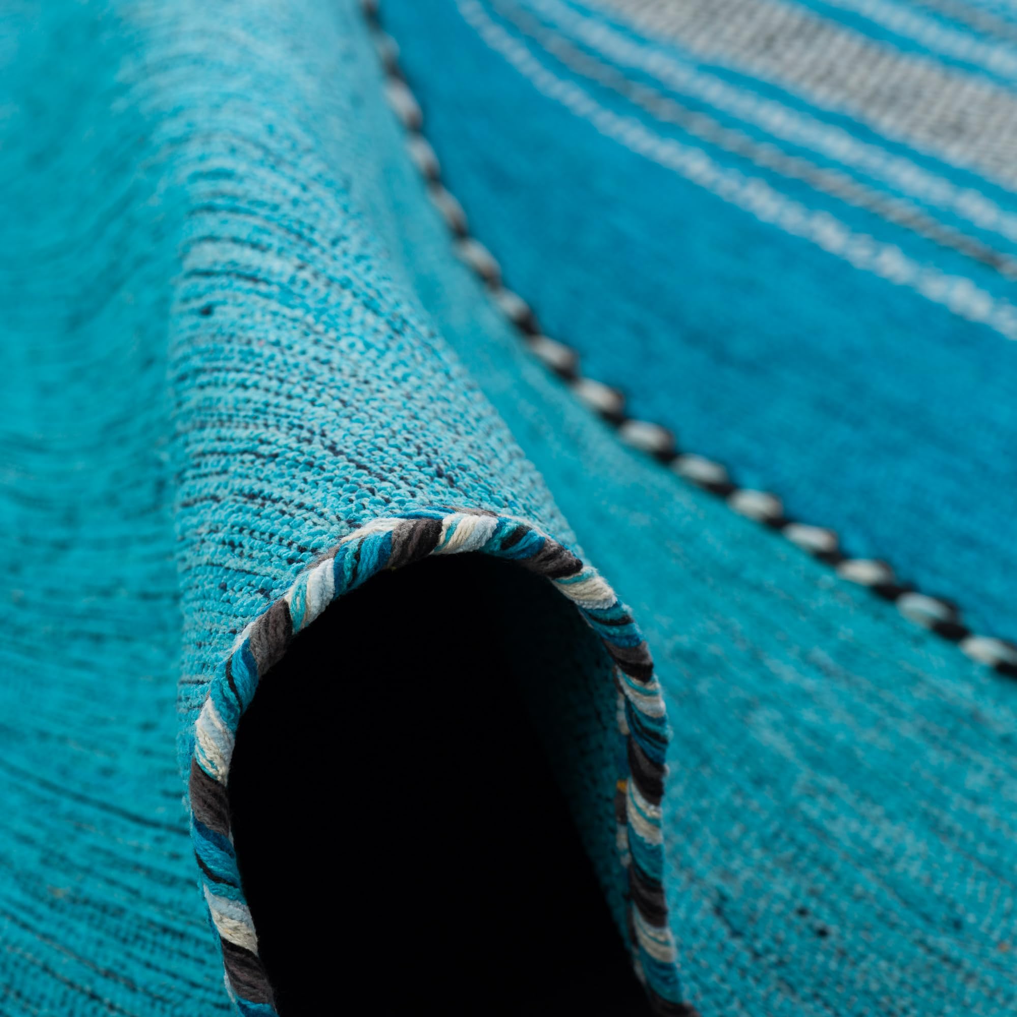 Pergamon Navarro - Tapis Kilim Naturel - Turquoise - 6 Tailles Disponibles