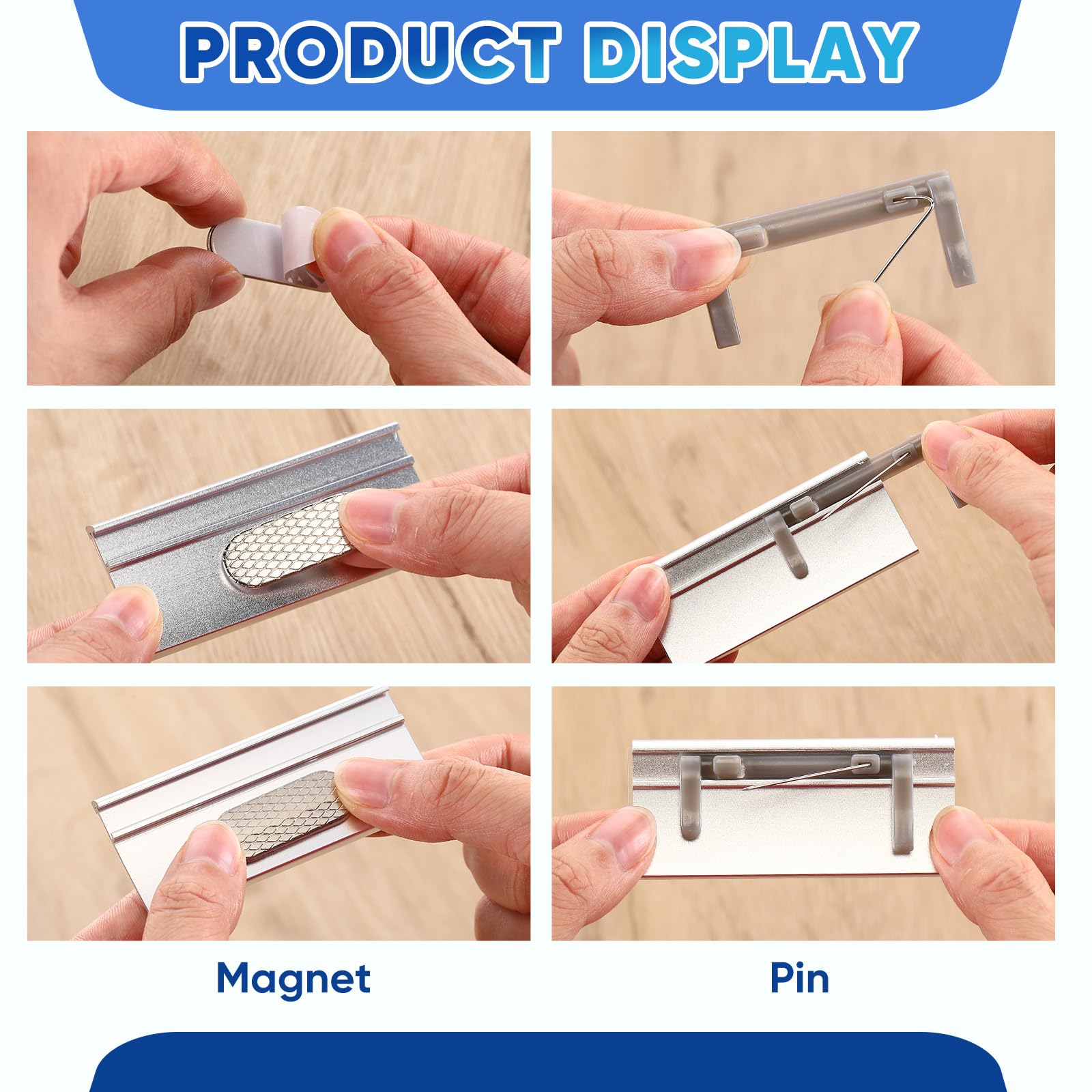 Hicarer Targhette Identificative Magnetiche 25 Badge Nominativi in Alluminio 72x32 mm Argento
