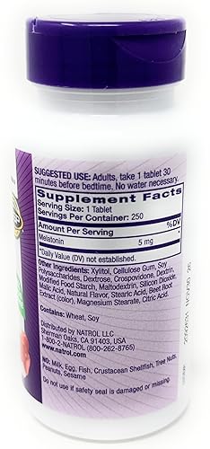 Miniatura 4 de Natrol® Melatonina tabletas de disolución rápida de 0,00018 oz sabor fresa 250, 1