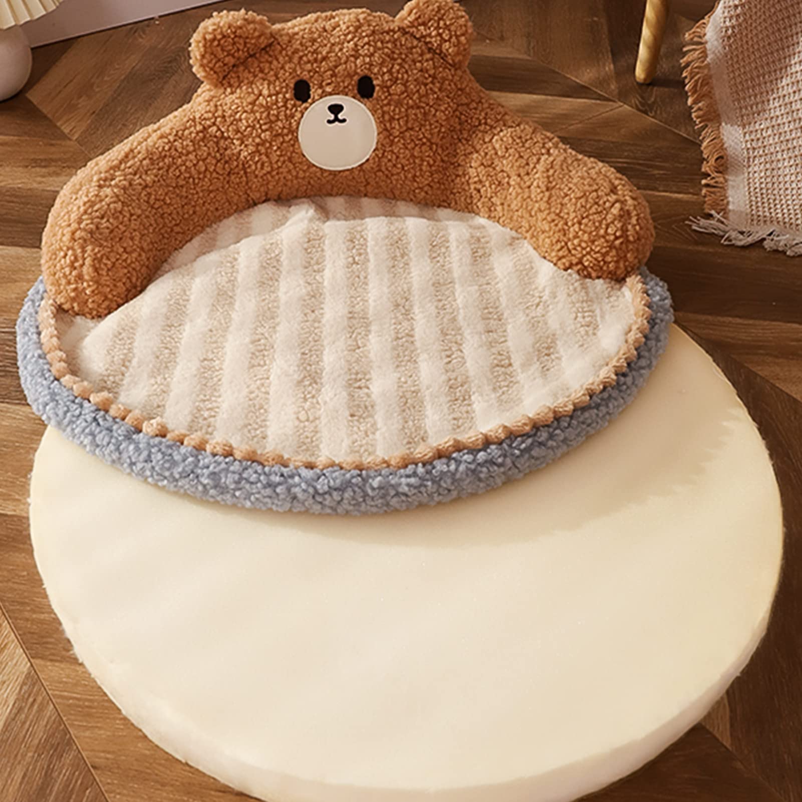 Lit pour chat design Petit Ours en polyester doux et lavable avec dossier haut ergonomique