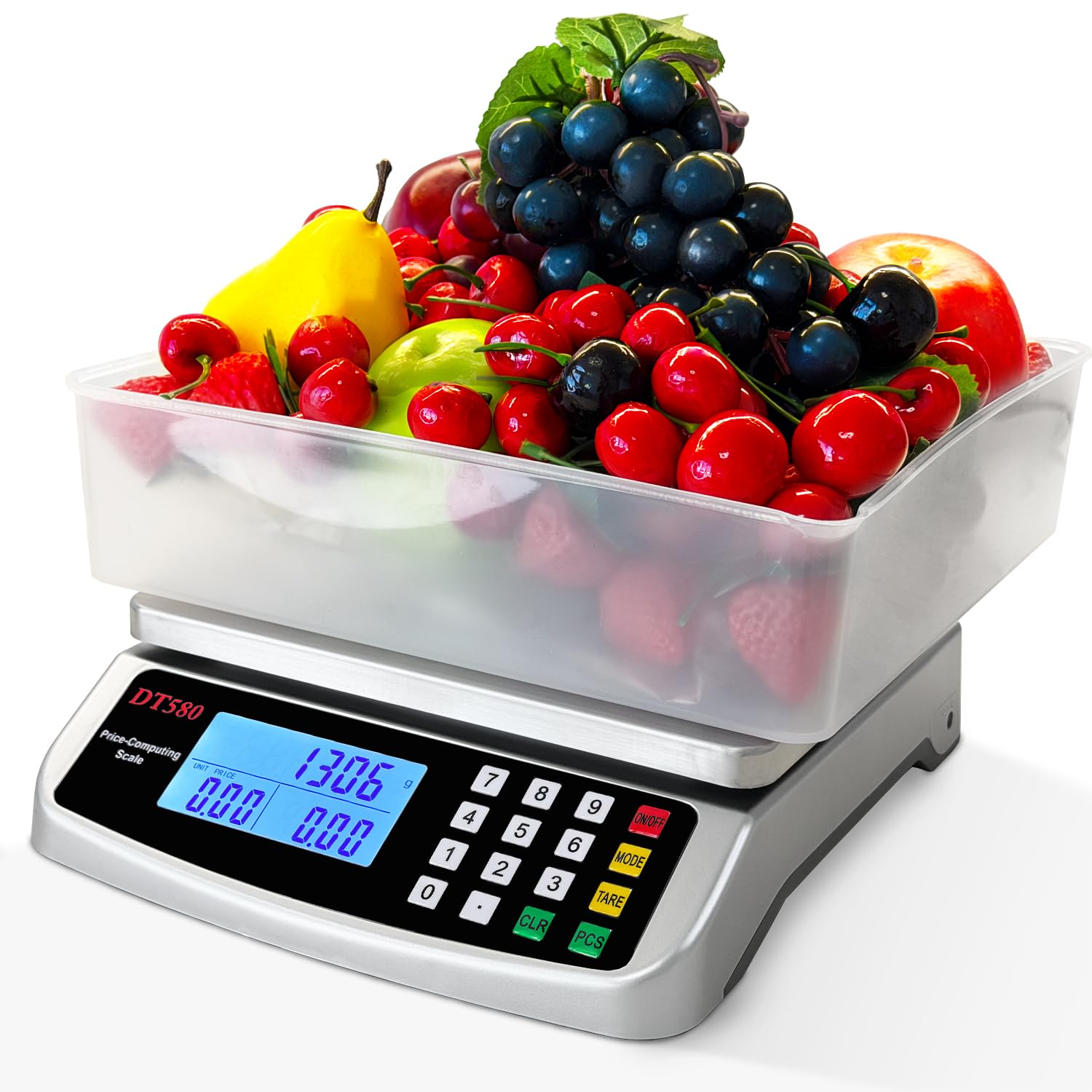 50 kg Lebensmittelwaage, große digitale Küchenwaage mit Tablett, 304 Edelstahl, kommerzieller Preis-Computerwaage, Zählwaage zum Backen, Kochen, Fleisch, Industrie, Zählen, Adapter im Lieferumfang