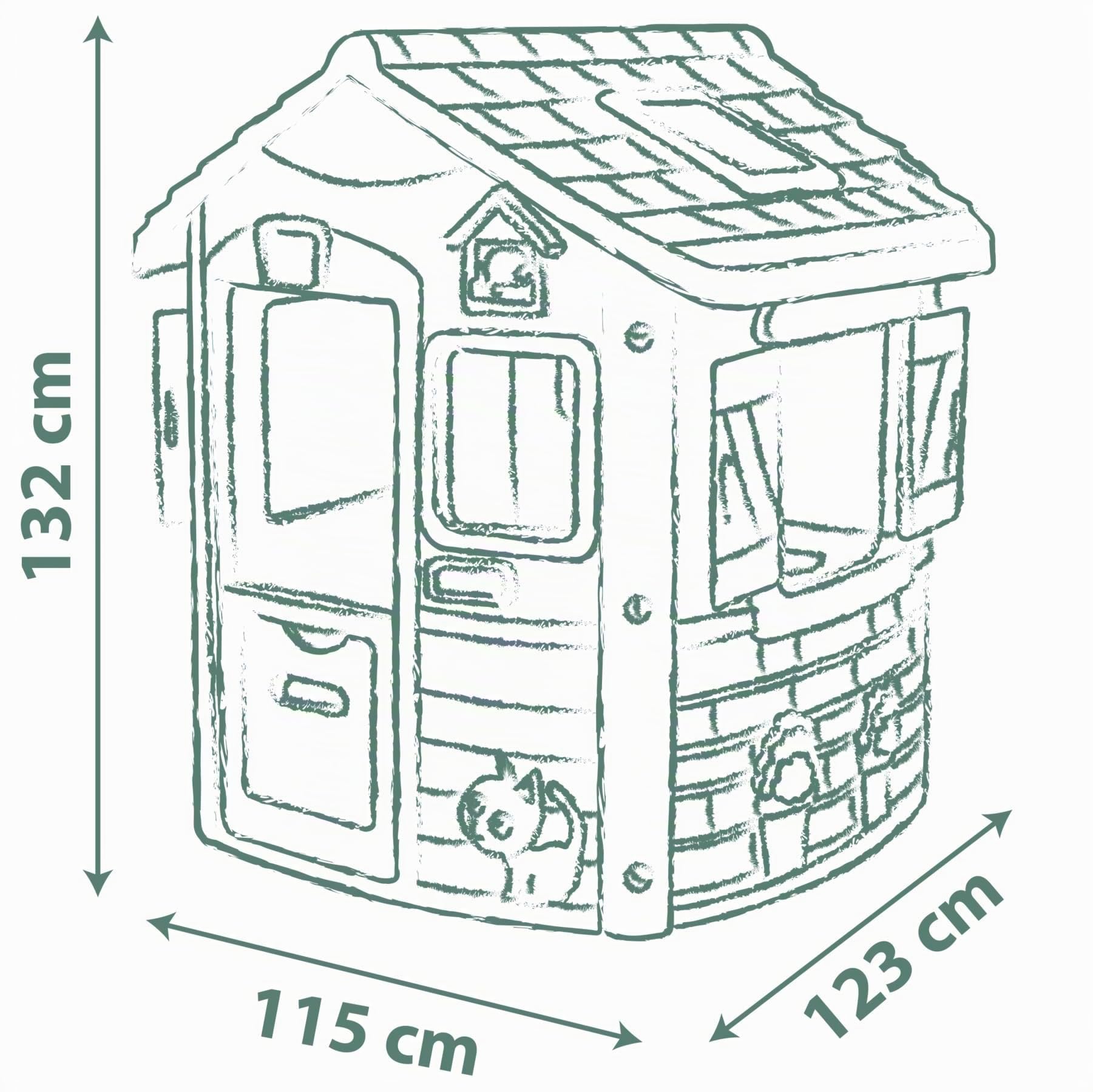 Smoby Life Casa Jura Lodge - Casa de Juegos Infantil con 2 Puertas Bajas, Ventanas con Contraventanas y Comedero para Pájaros - Material Reciclado - Resistente Rayos UV - Más de 2 años (7600810504)