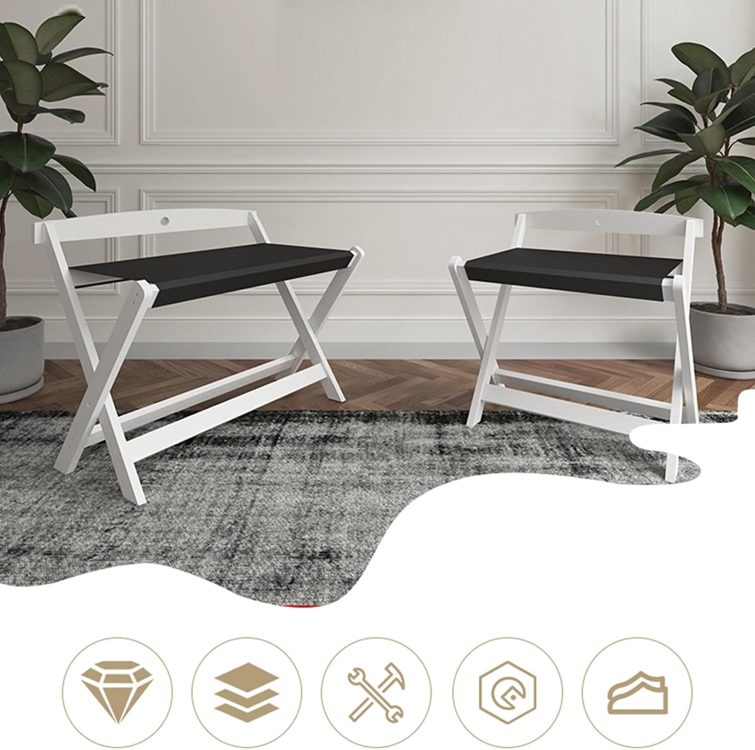 Solid Wood Luggage Rack, Foldable Suitcase Stand, Luggage Rack Stand for Guest Room，Space-saving, Suitable for Hotels, Guest Rooms(60x40x50cm)