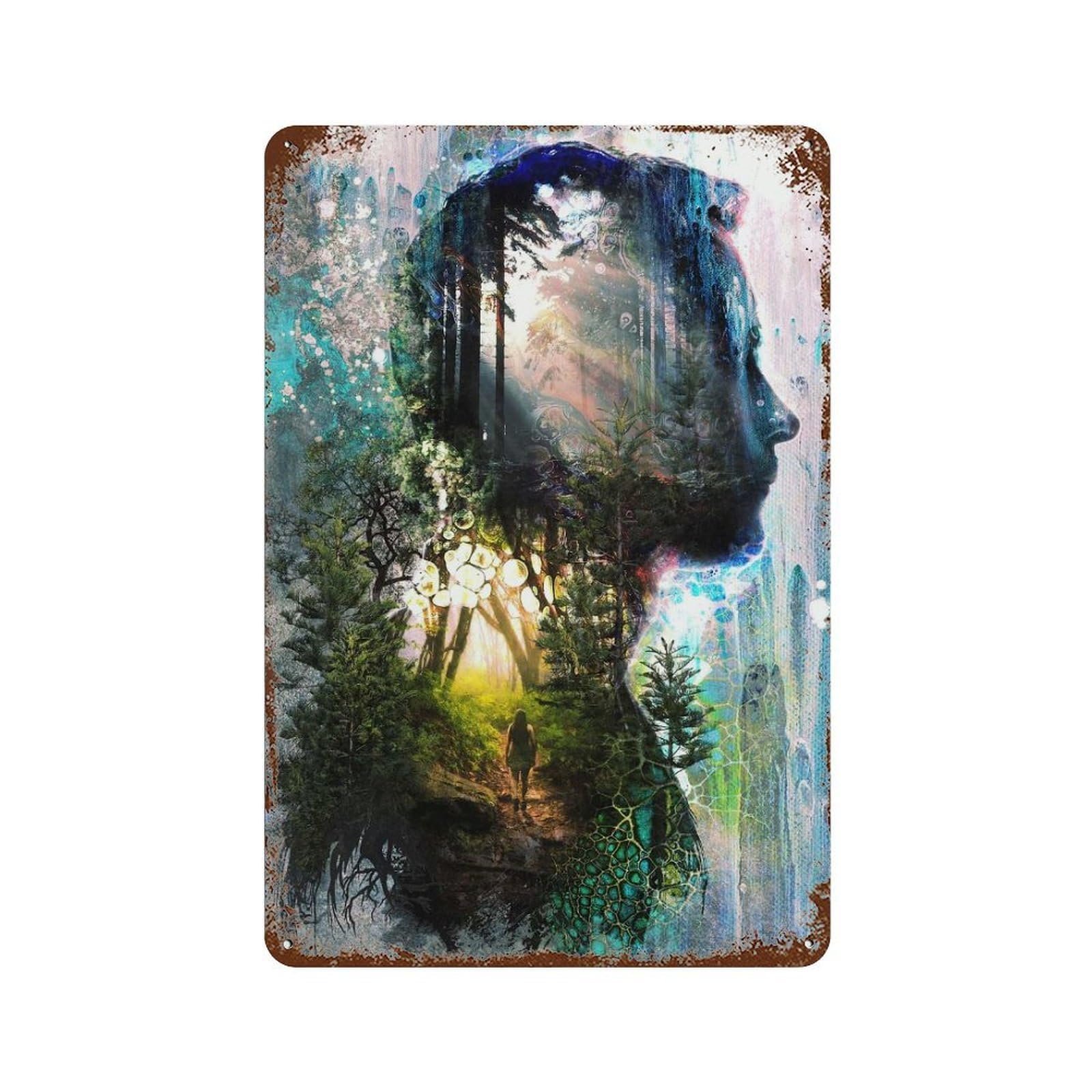 Garage Style Forest Memories Rusty Metal Tin Sign 11.8"x7.9", Classic Wall Plaque for Bar And Workshop