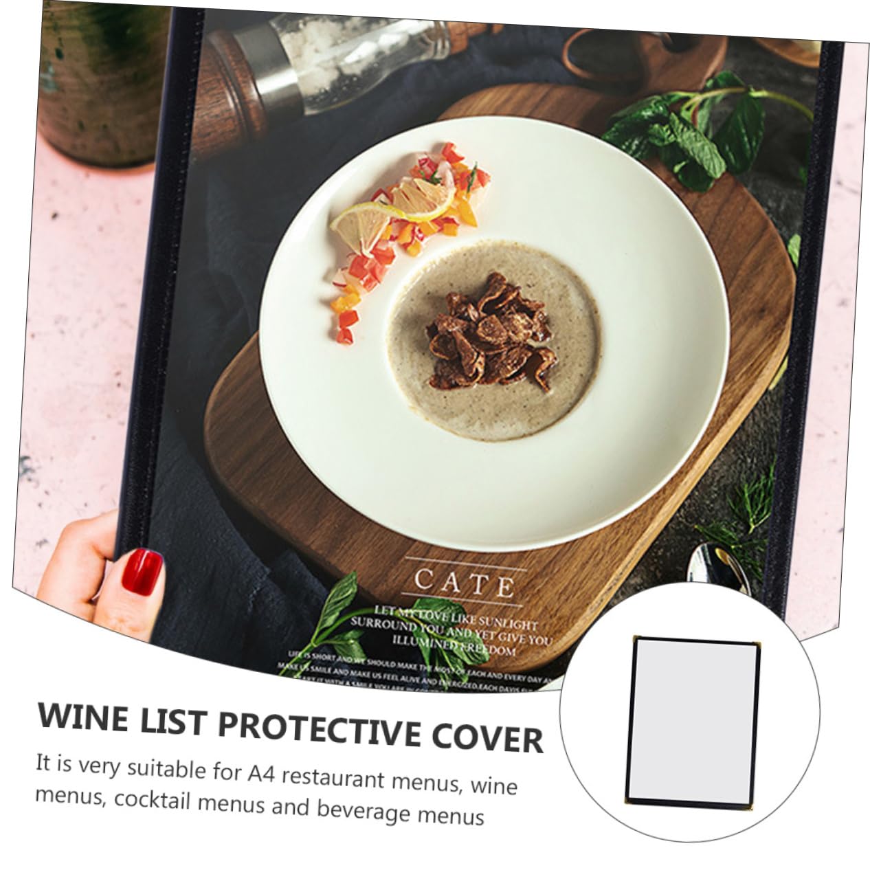 MUCKLILY 2pcs Menu Large Camera Blower Recipe Protector Double-Sided Recipe Cover Clear Protective Film Filter Flask Wine List Protective Cover Clear Recipe Cover Enclosure PVC Transparent