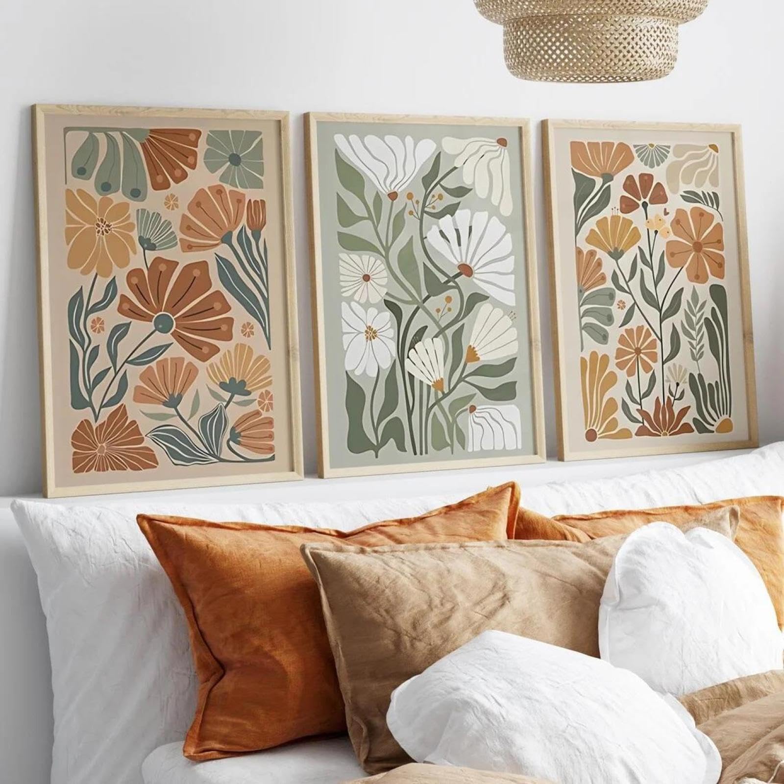 Baibexing Abstract Floral Bohemian Botanical Canvas Painting Wall Art Posters Prints Picture For Living Room Decor 50X70Cmx3Pcs Unframed