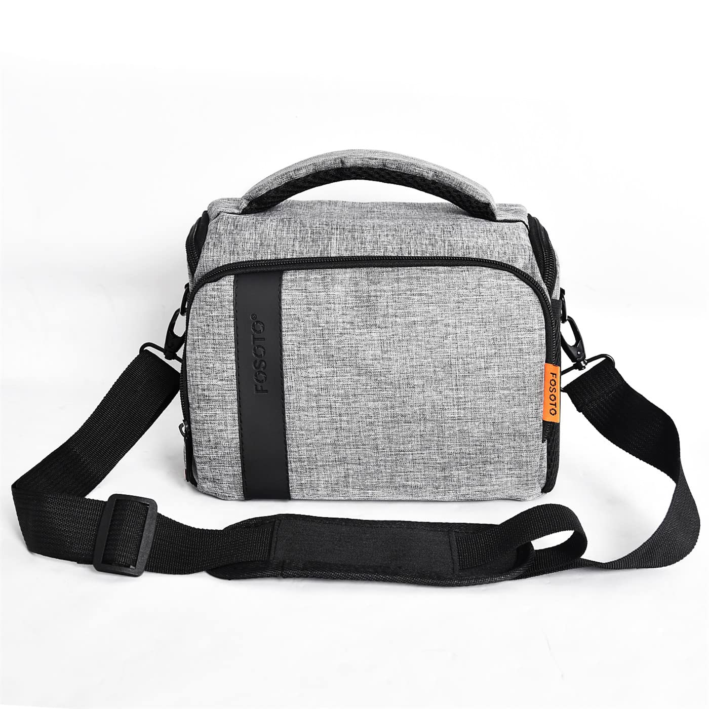 FOSOTO Sac à bandoulière résistant aux chocs pour appareil photo DSLR/SLR avec housse de pluie (noir) Compatible avec Nikon D3500 D5600 D610 D3200 D7500, Canon 2000D 60D 80D 90D 6D MarkII 77D