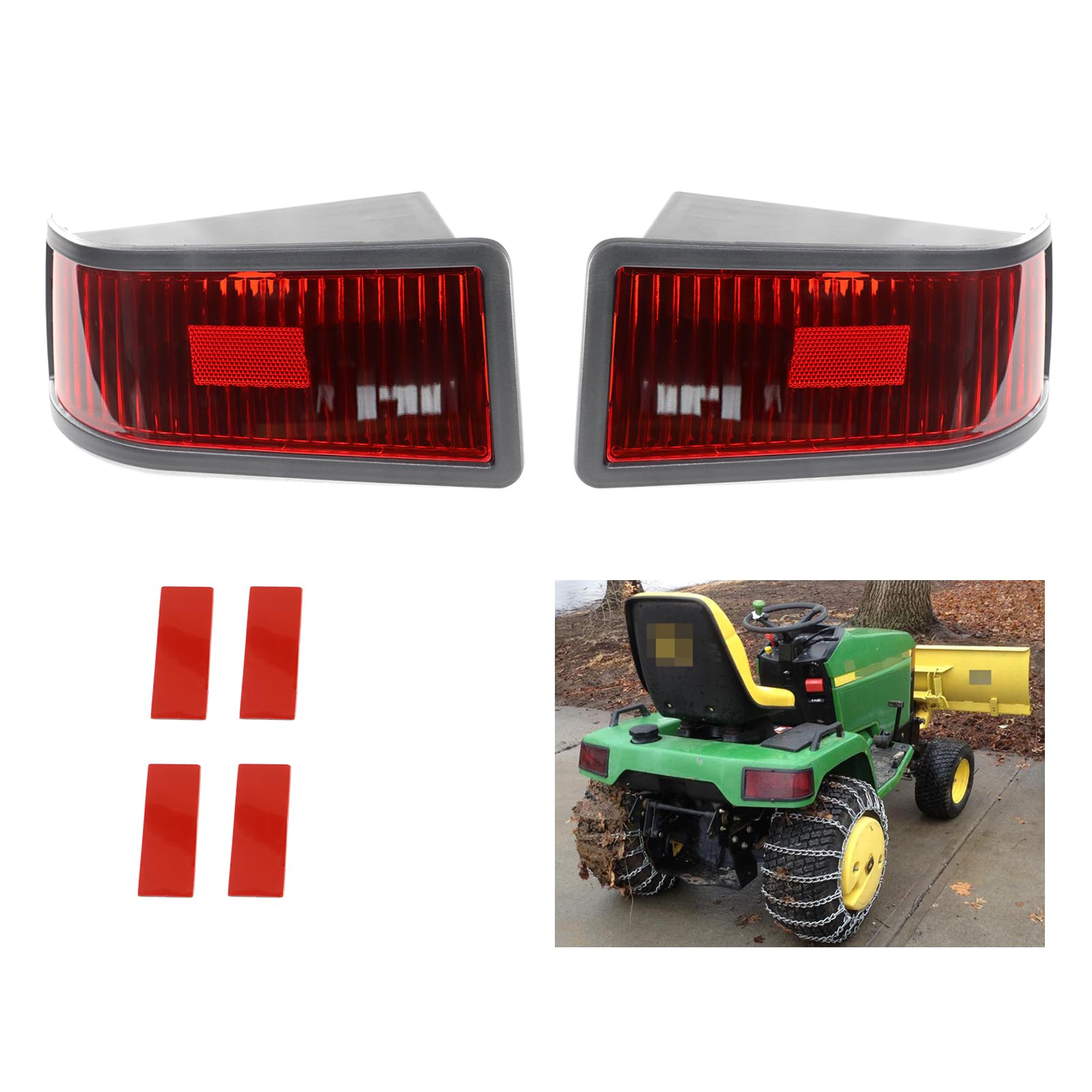 Tail Light Kit Compatible with John Deere 415 425 445 455 Red Lens w/o Bulb Replacement for M116504 M116505 M116132 M116133