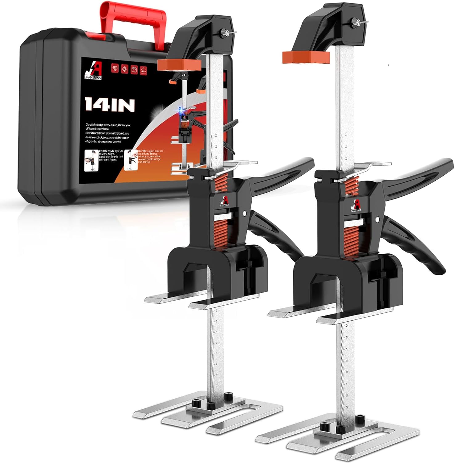 Labor Saving Handle 2 Pack,14 in Construction Jack,Multifunctional Furniture Lifter Jacks for Installing Cabinets and Wall Tile Height Adjuster Handheld Tool, Load 440LBS