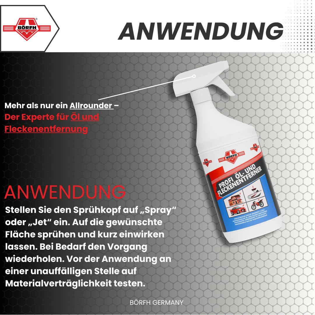 Removedor profesional con aceite y manchas, limpieza potente para taller, garaje y hogar | Elimina fácilmente el aceite, la grasa y las manchas difíciles (2 x 1000 ml)