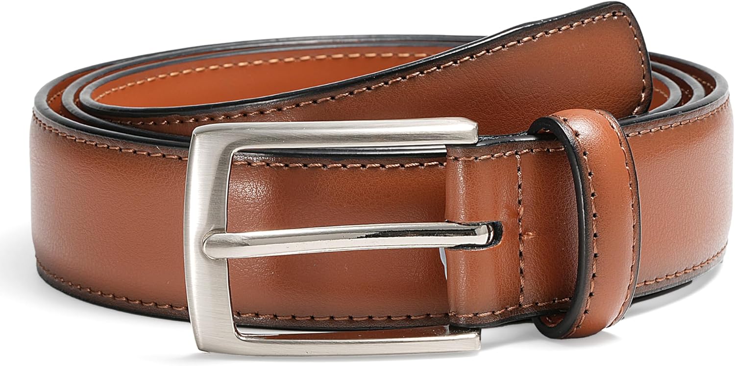 MILORDE Men's Genuine Leather Dress Belt, Handmade, 100% Cow Leather, Fashion & Classic Designs for Work Business and Casual - Image 2
