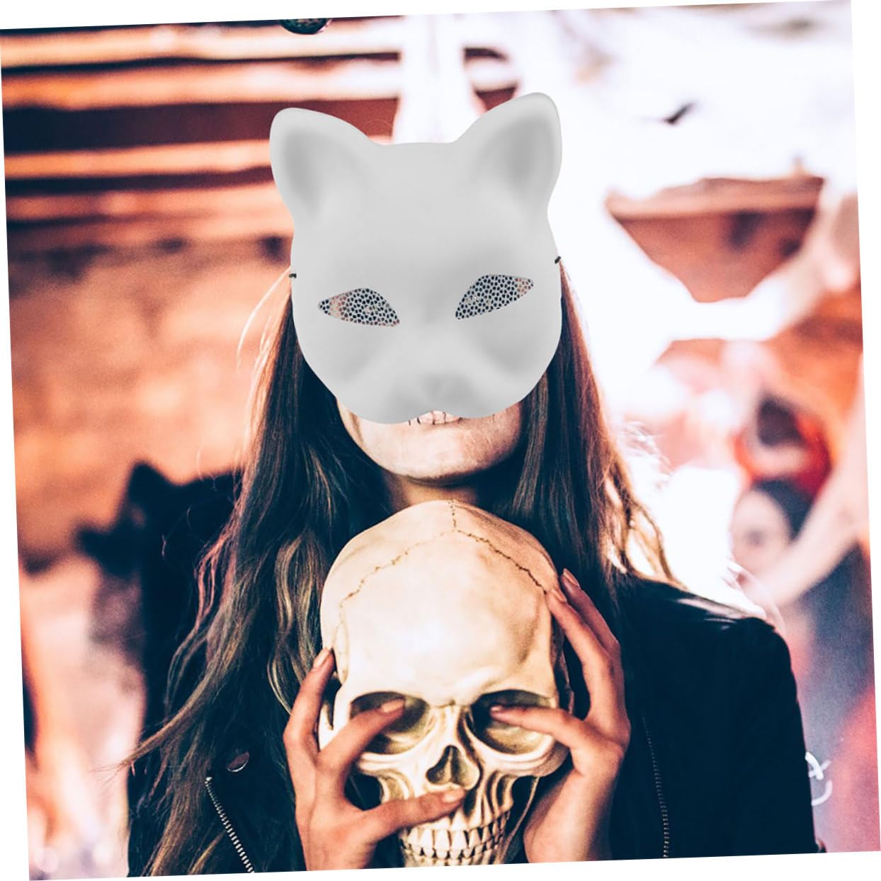 VINTORKY 3pcs Unpainted Cat Mask Blank Animal Masks for Decoration for Cosplay Parties and Creative Projects Adorable Cat Face Design