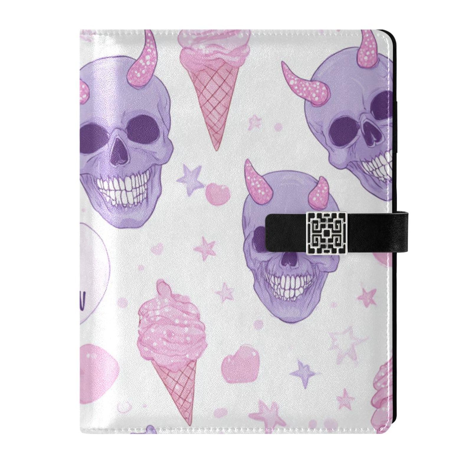 Carnet spirale skull mignon portable format 6.7x9.2 pouces ligné