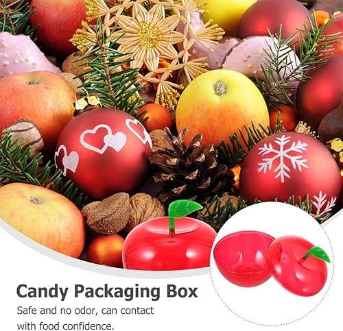 Miniatura 5 de DOITOOL 8 contenedores de manzana roja con forma de manzana, cajas de dulces de boda, bolas rellenables de adornos de Navidad para envolver dulces,