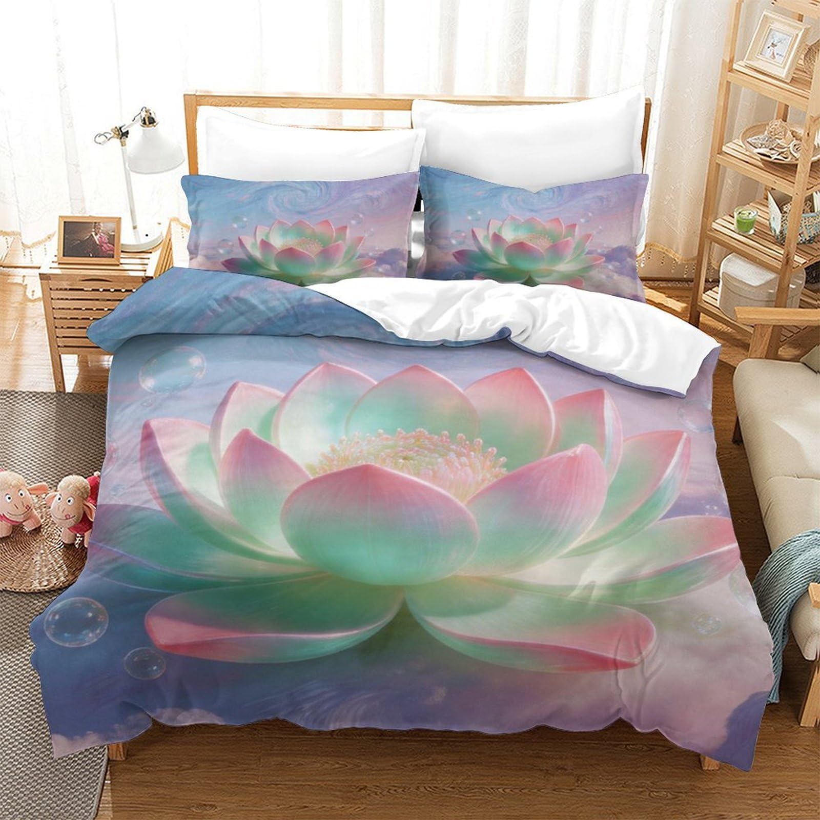 Ensemble Draps Lotus Confort pour Lit Super King Résistant aux Plis et Facile à Laver en Machine