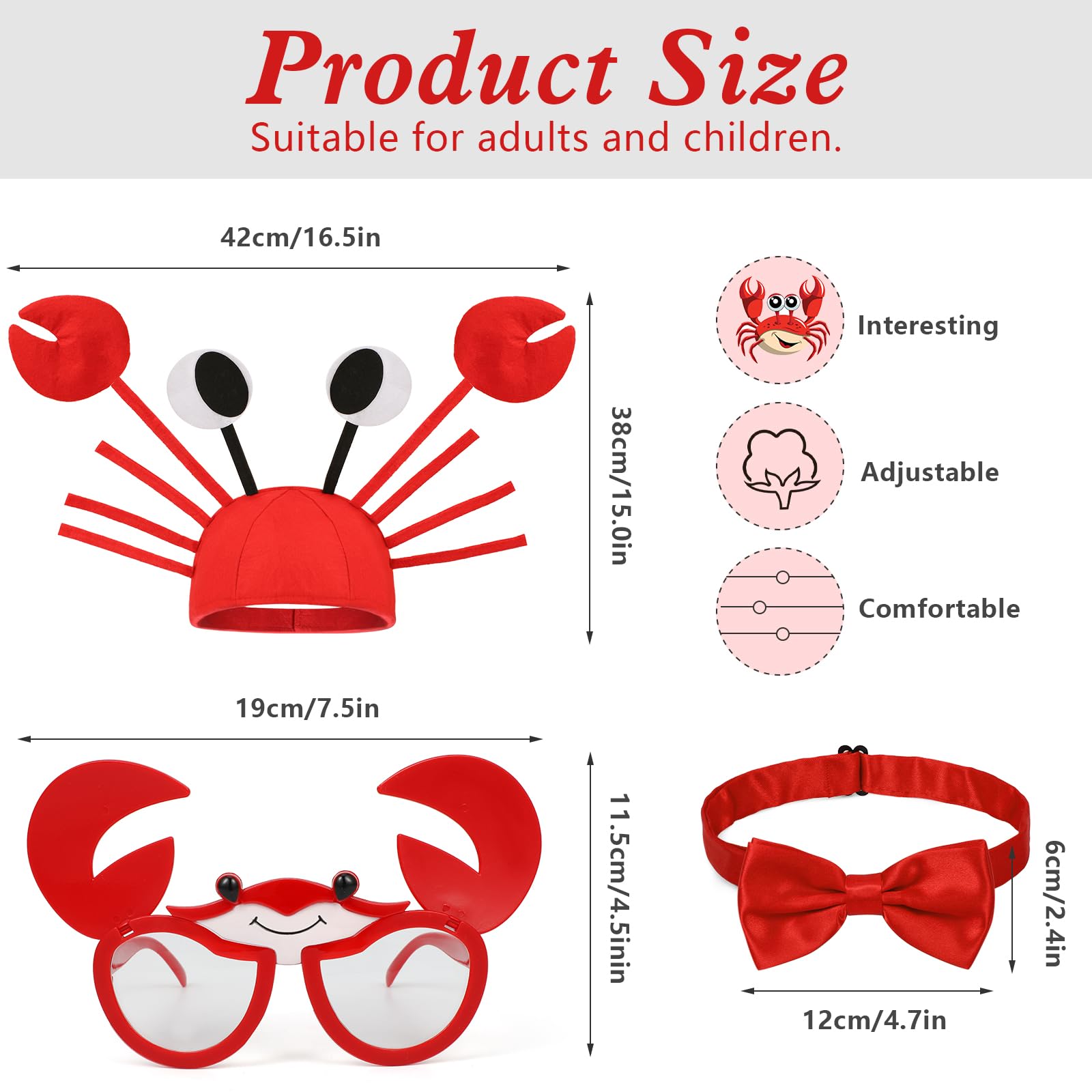 Hifot 3PCS Crab Costume Accessories, Funny Crab Hats - Image 2