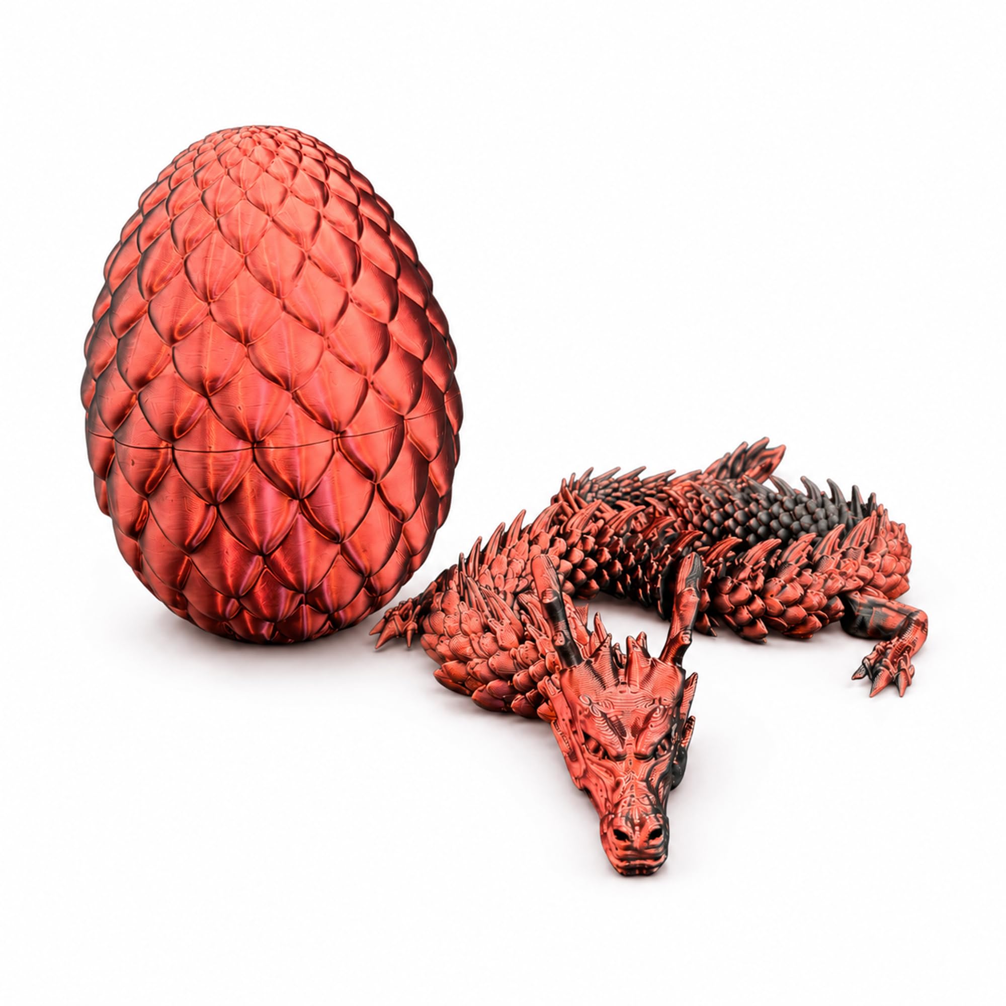 3D Printed Chinese Dragon – Articulated Dragon, Poseable 3D Printed Animal Toy with Moveable Joints – Sensory Desk Figure for Display – Collectible Plastic Fidget for Kids and Adults (BlackRed)