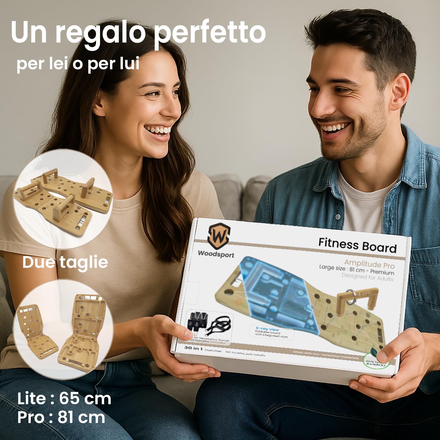 Amplitude – Tavola per Flessioni/Push Up Board Pieghevole – Attrezzi Fitness per Palestra a Casa – con Bande Elastiche + Guida Allenamento 30 in 1