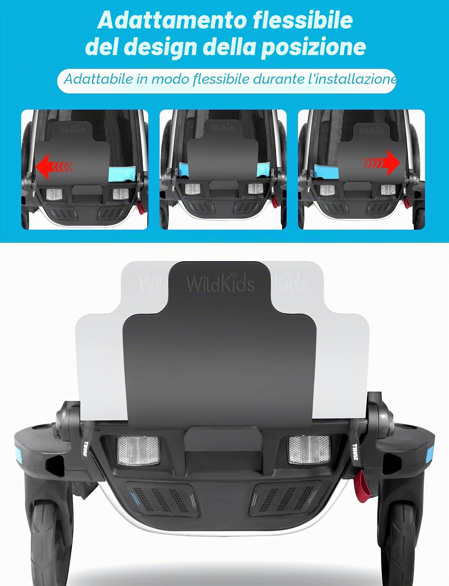 WildKids Parafango regolabile per rimorchio Thule Chariot – Protezione da pietre, acqua e sporco – Adatto per Thule Chariot 2017-2023 Sport, Cross, Cab, Lite