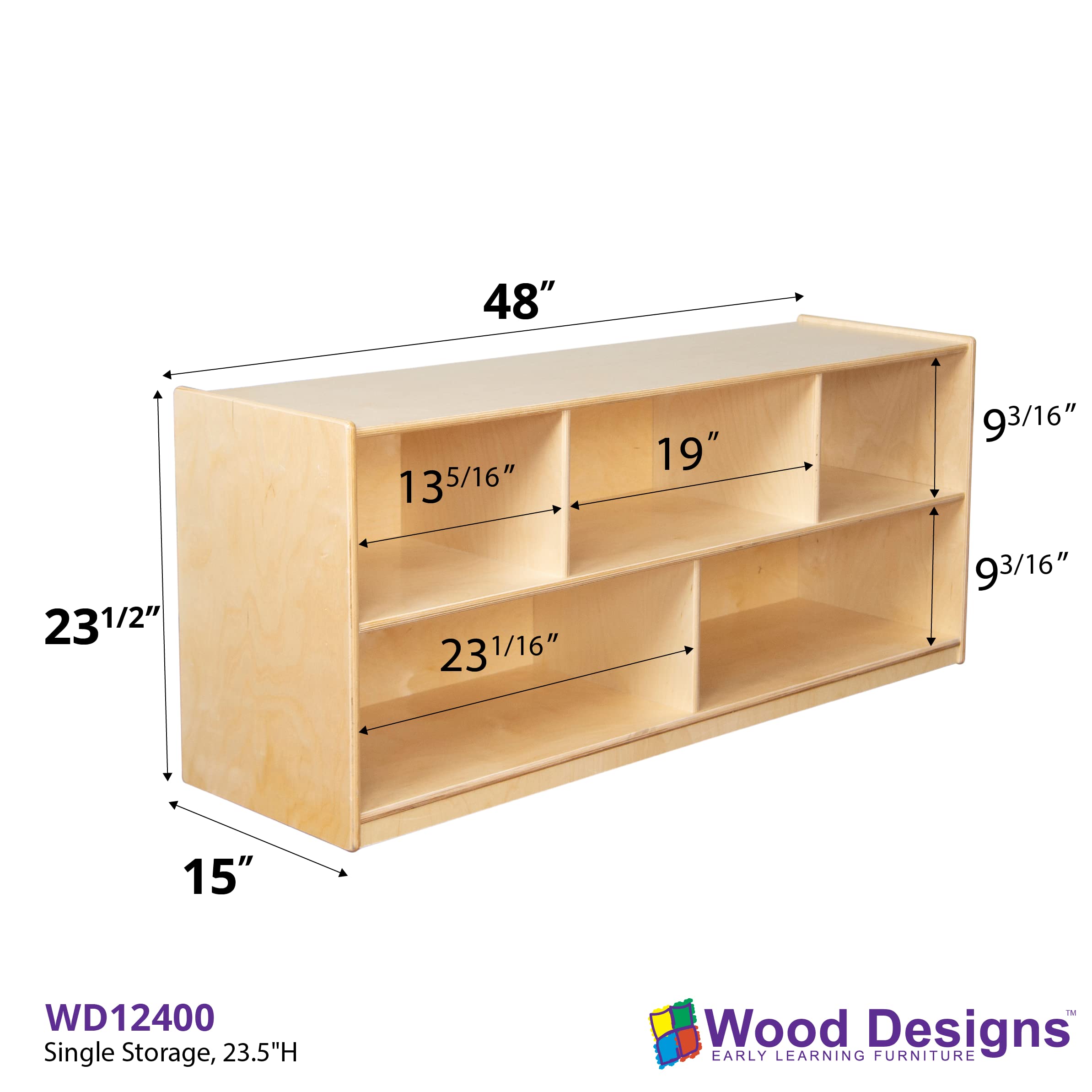 Wood Designs Mobile Five Section Wooden Single Storage Unit - Image 3