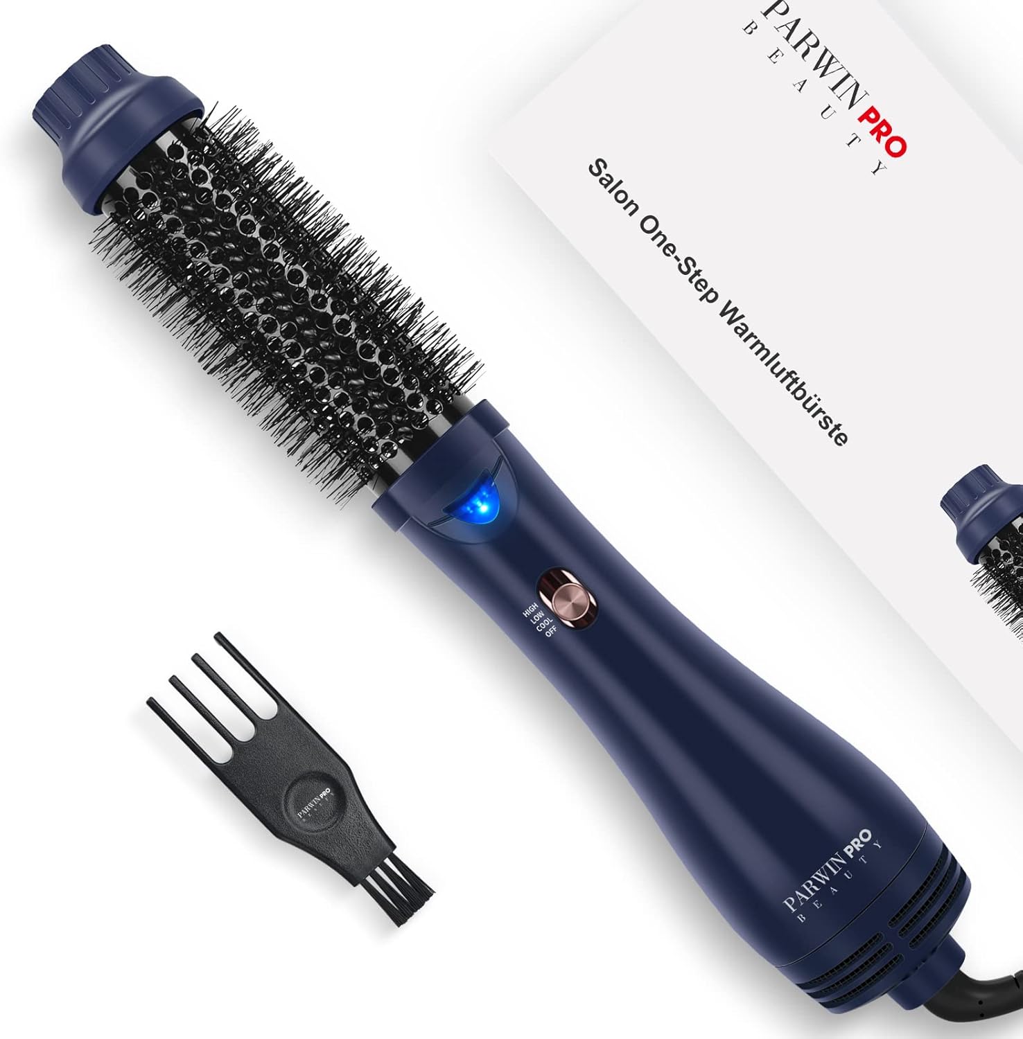 One-Step Hair Dryer Brush, PARWIN PRO BEAUTY Blow Dry Hair Brush, Hot Brushes for Short Hair, Drying, Volumizing, Straightening, Negative Ion Care Hot Air Brush, 1000W, Blue