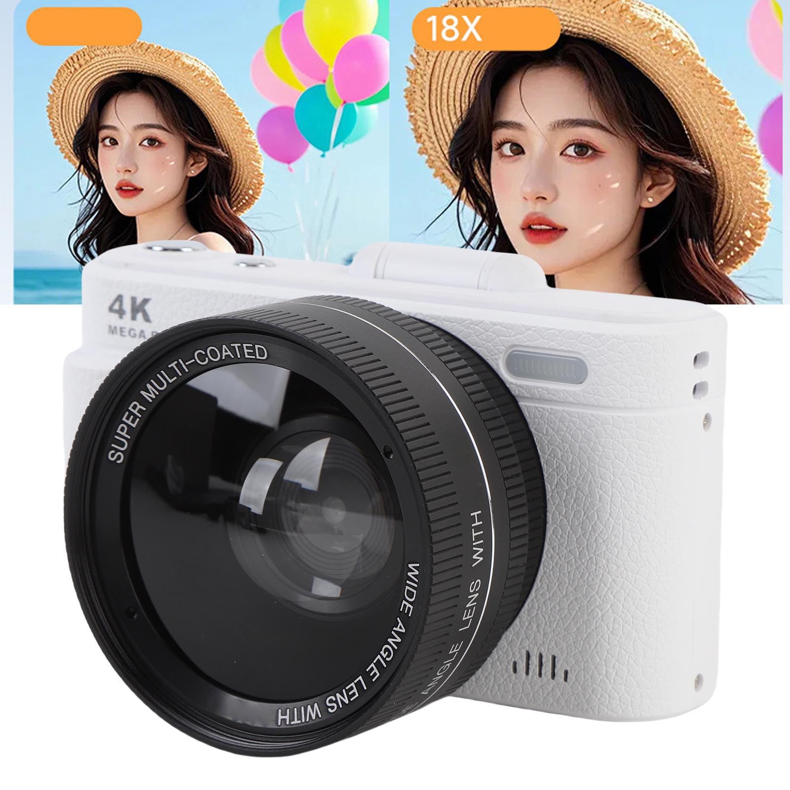 Bewinner Fotocamera Digitale 4K per la Fotografia, Fotocamera da 64MP con Schermo da 2,8 ", Zoom Digitale 18X Fotocamere Retro Mirrorless per Principianti
