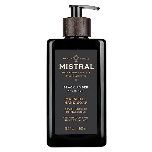 Mistral Jabón de manos natural para hombre, color ámbar negro