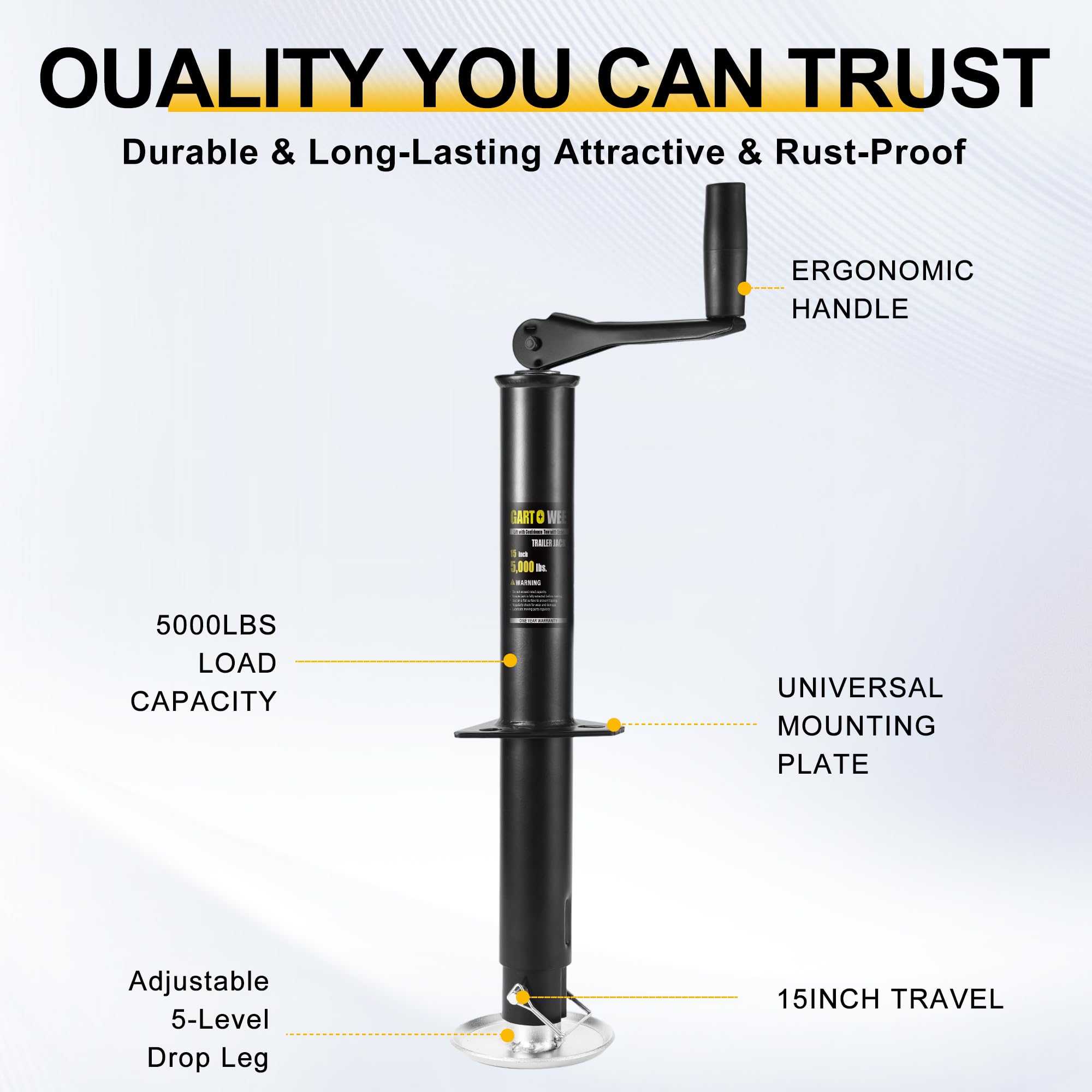 5000 Lbs A-Frame Trailer Jack, 15" Vertical Travel, Boat - View #5