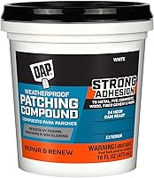 DAP Weatherproof Patching Compound White 16 Oz - Exterior Filler for Siding, Trim, Wood & More with WeatherMax Tech