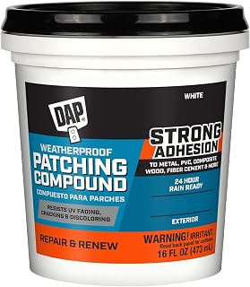 DAP Weatherproof Patching Compound White 16 Oz - Exterior Filler for Siding, Trim, Wood & More with WeatherMax Tech